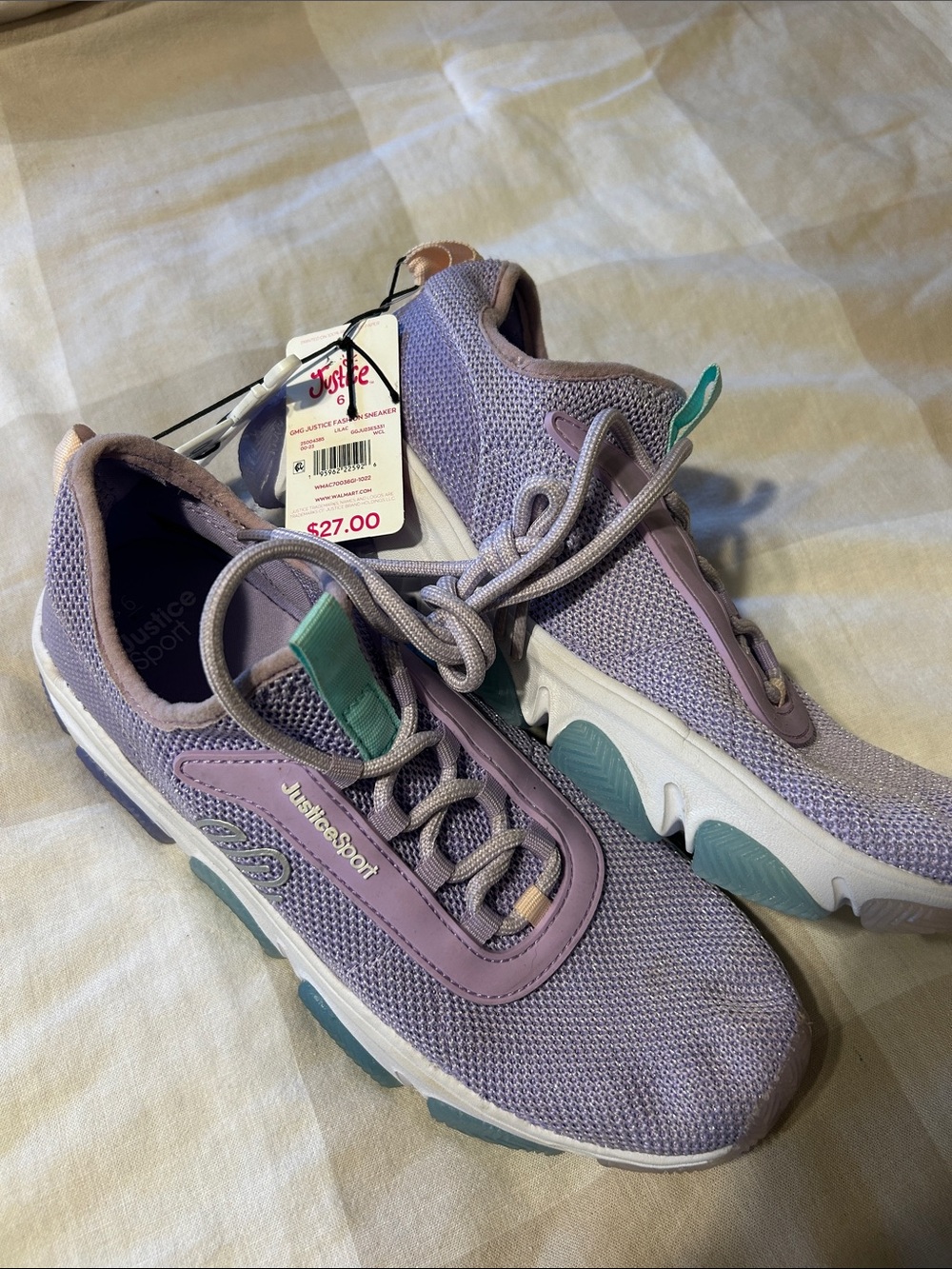 Justice Lilac Athletic Sneakers NWT size 6